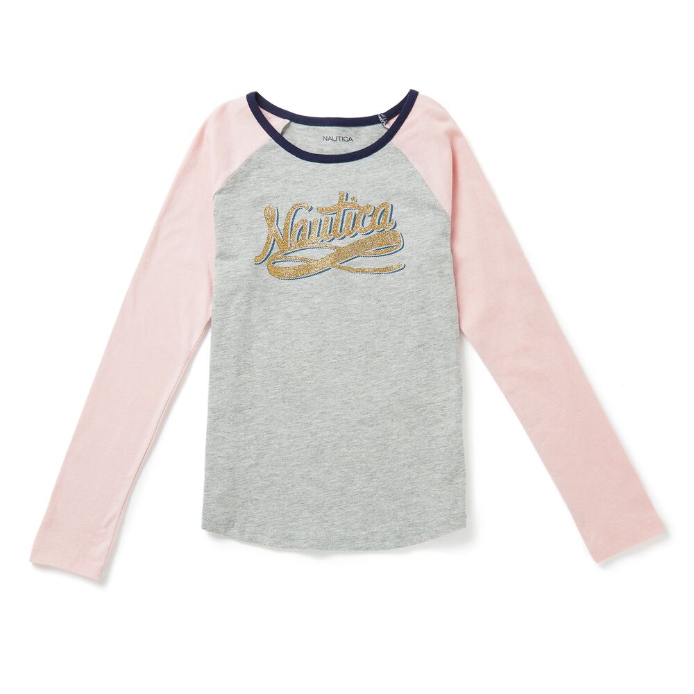 Little Girls' Raglan Tee (4-7),Grey Heather,large