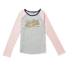 Little Girls' Raglan Tee (4-7),Grey Heather,large