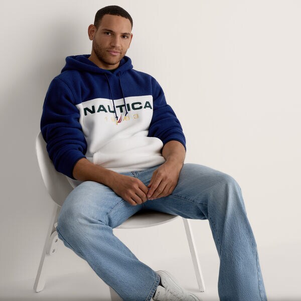 Color Blocked Logo Fleece Hoodie