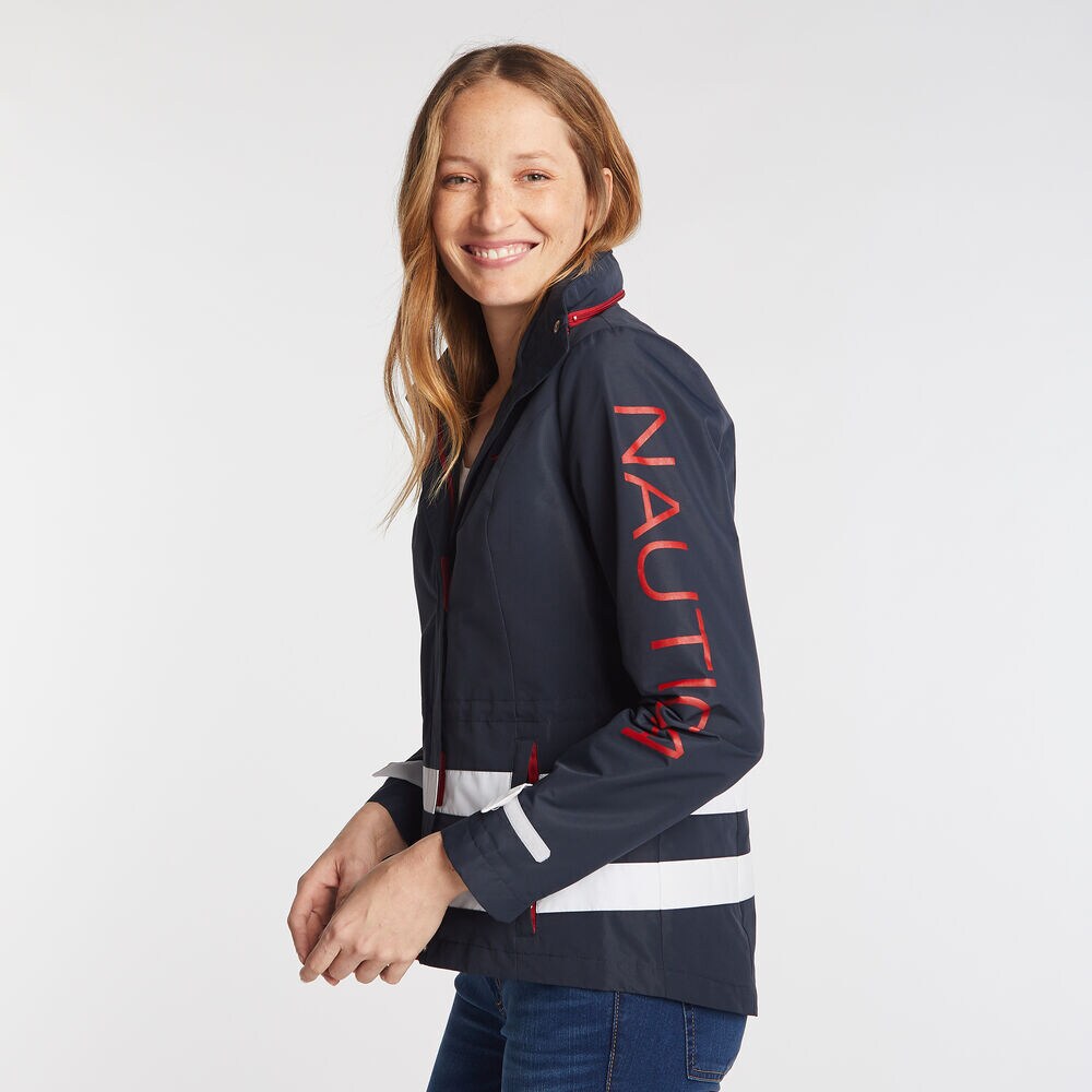 WOMEN'S STRIPE COLOR BLOCK JCLASS JACKET,Stellar Blue Heather,large