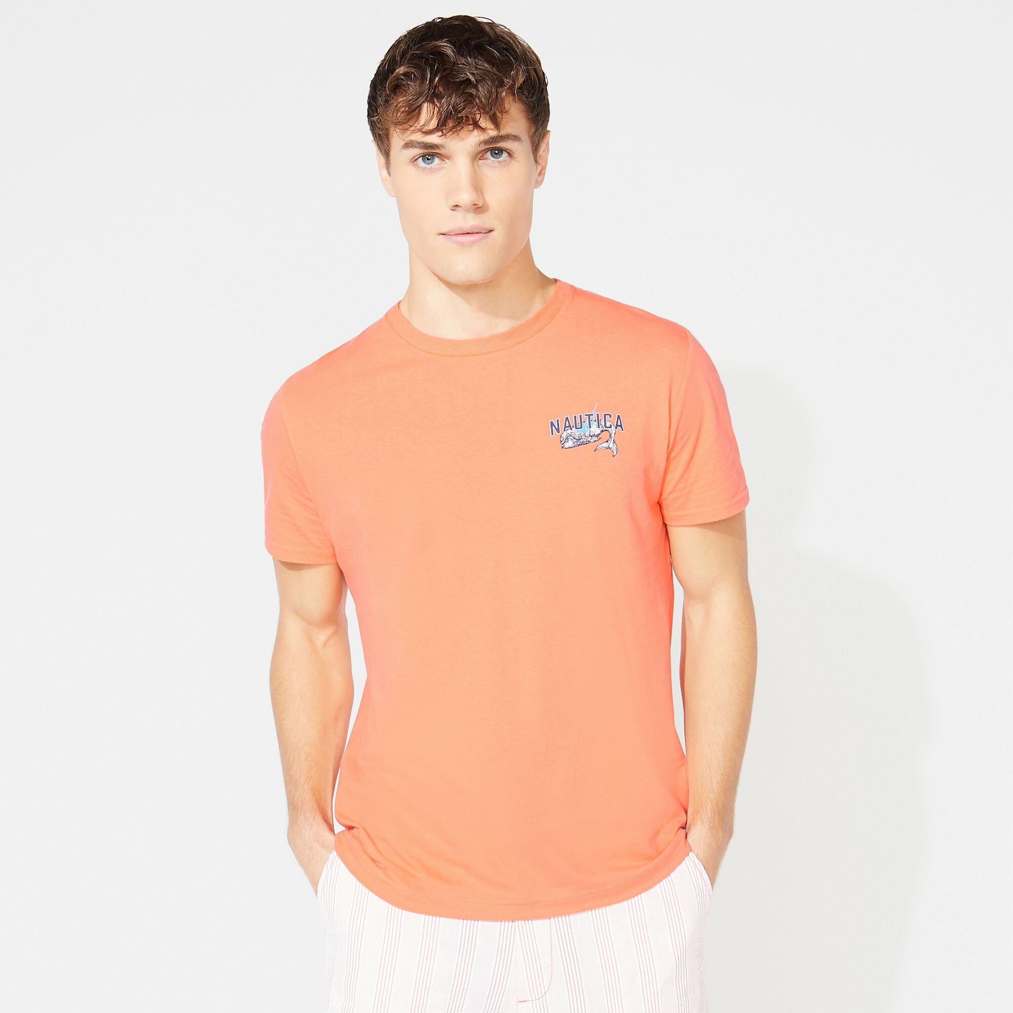 BIG & TALL WHALE ALE PRINT T-SHIRT,Livng Coral,large