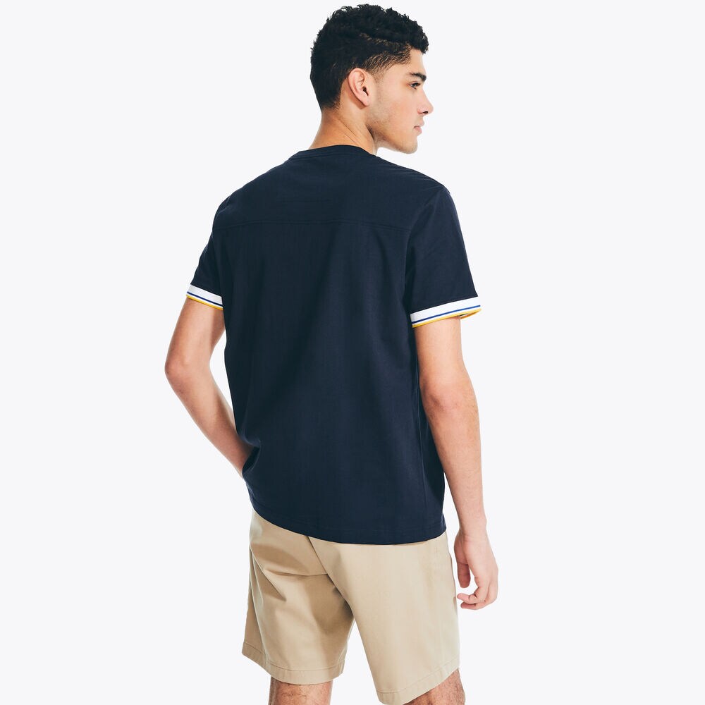 Rugby Crewneck T-Shirt,Navy,large