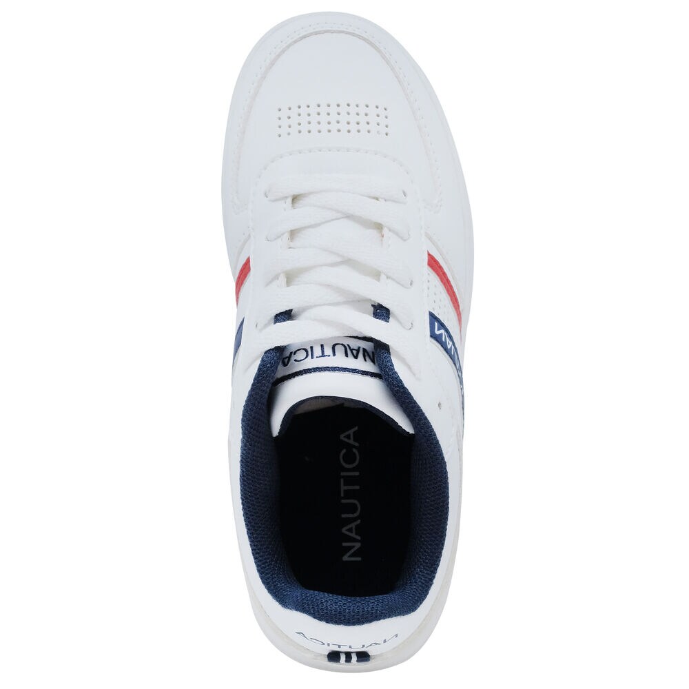 Boys' Side Stripe Lace-Up Sneaker,Bright White,large