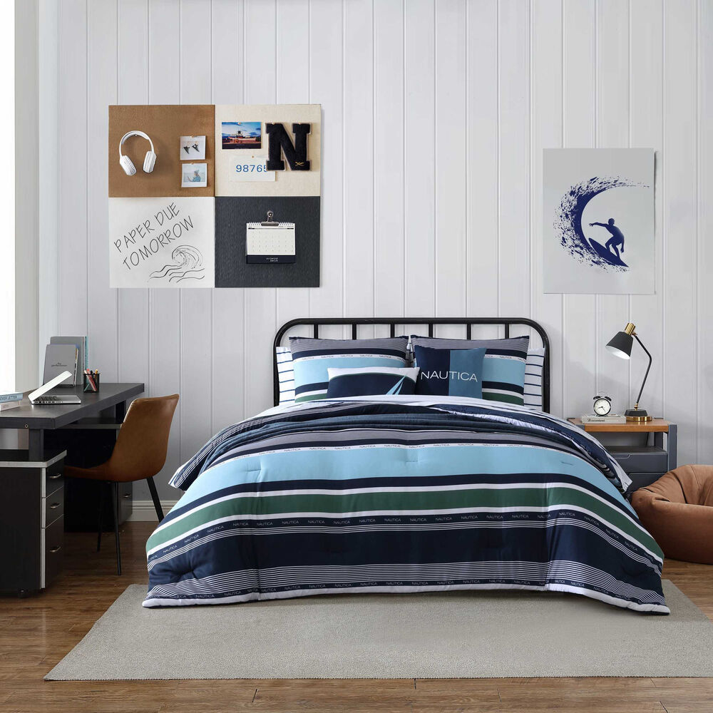 Elliot Navy King Comforter & Sham Bonus Set,Bali Bliss,large