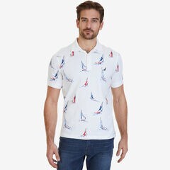 Classic Fit Printed Polo Shirt,Marshmallow,large