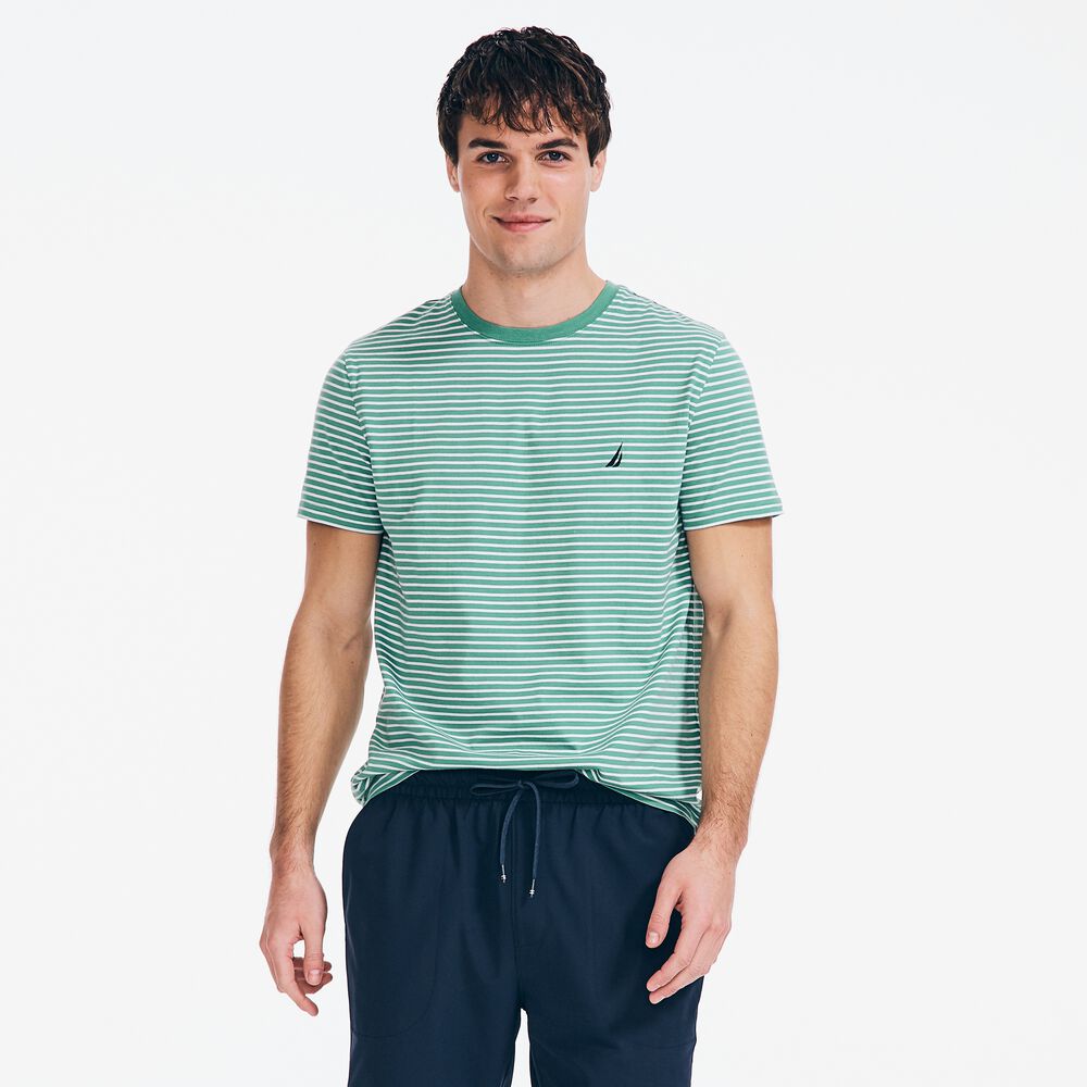 STRIPED BRAND ICON T-SHIRT,Bright Willow,large