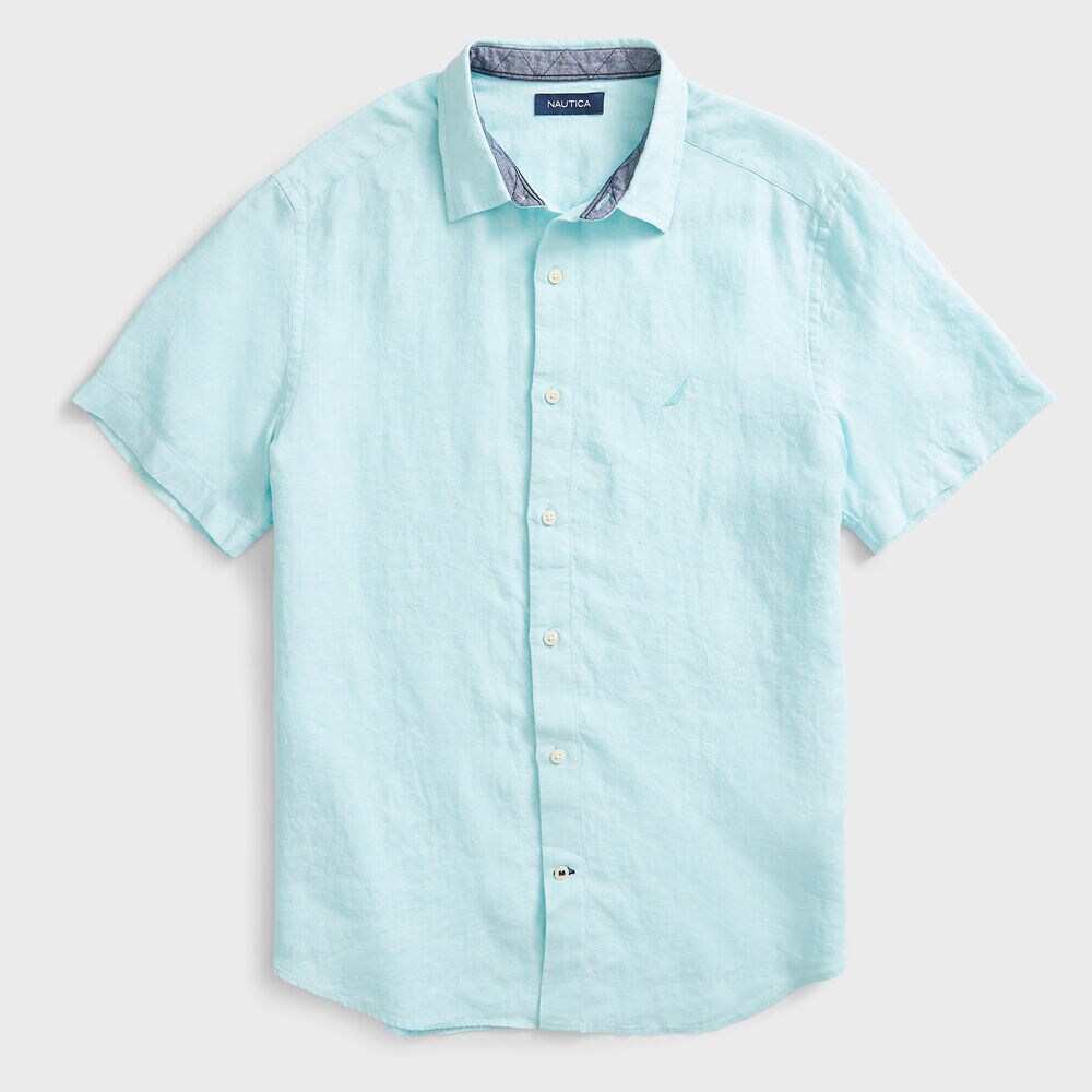 LINEN SHORT SLEEVE SHIRT,Aquadream,large