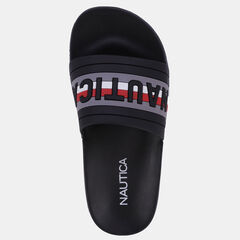 BOYS' STRIPED LOGO SLIDE SANDAL,Dove,large