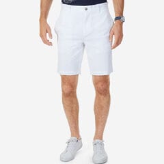 Flat Front Slim Fit Shorts - 9.5" Inseam,Bright White,large