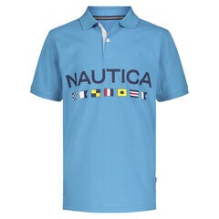 TODDLER BOYS' LOGO AND FLAG PRINT POLO (2T-4T),Star Turquoise,large