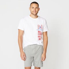 FLAG PRINT SLEEP T-SHIRT,Bright White,large