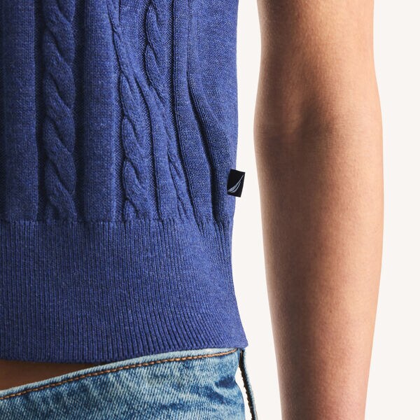 Cable-Knit Short-Sleeve Sweater