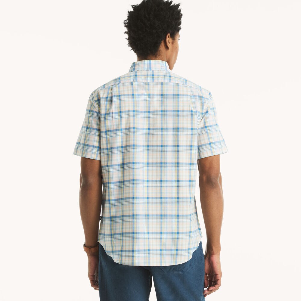 Plaid Short-Sleeve Shirt,Bright White,large