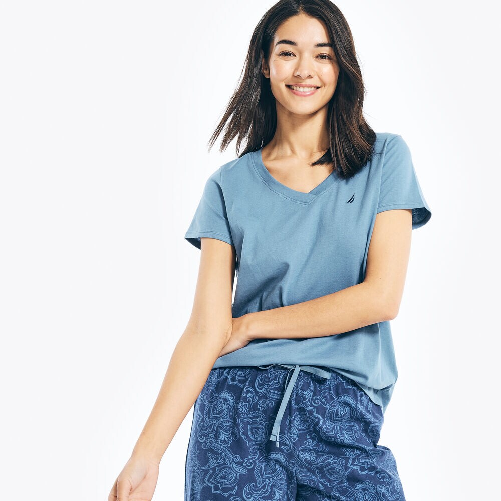PRINTED PAJAMA PANT SET,Worn Chambray,large