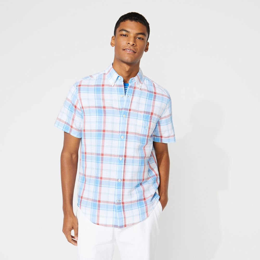 LINEN SHORT SLEEVE SHIRT,Aquadream,large