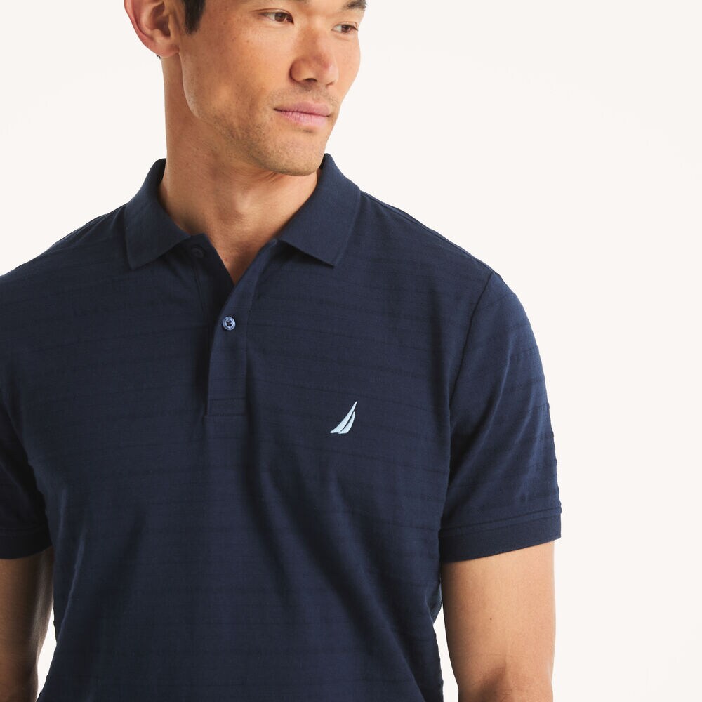 Classic Fit Shadow Stripe Polo,Stellar Blue Heather,large