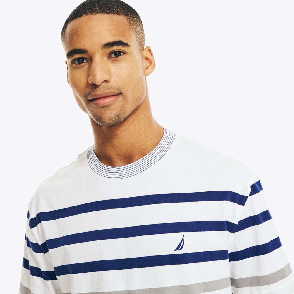 RELAXED FIT STRIPED T-SHIRT,Bright White,large