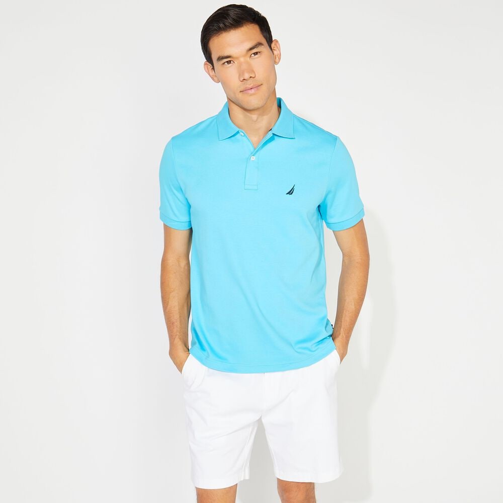 CLASSIC FIT PREMIUM COTTON POLO,Aqua Sky,large