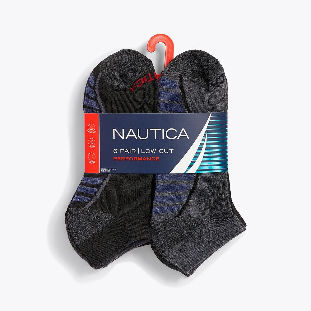 ATHLETIC LOW-CUT SOCKS, 6-PACK,Black,large