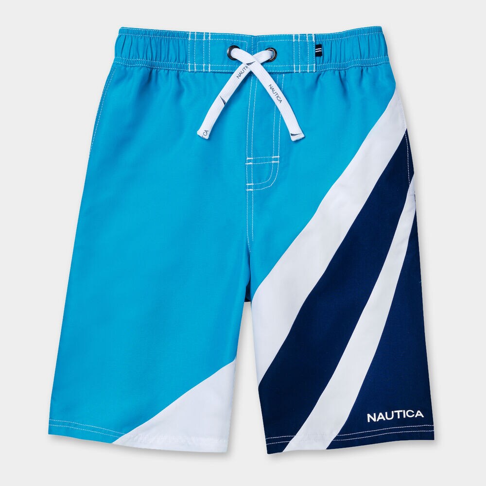 BOYS' MAKOA COLORBLOCK SWIM TRUNKS (8-20),Star Turquoise,large