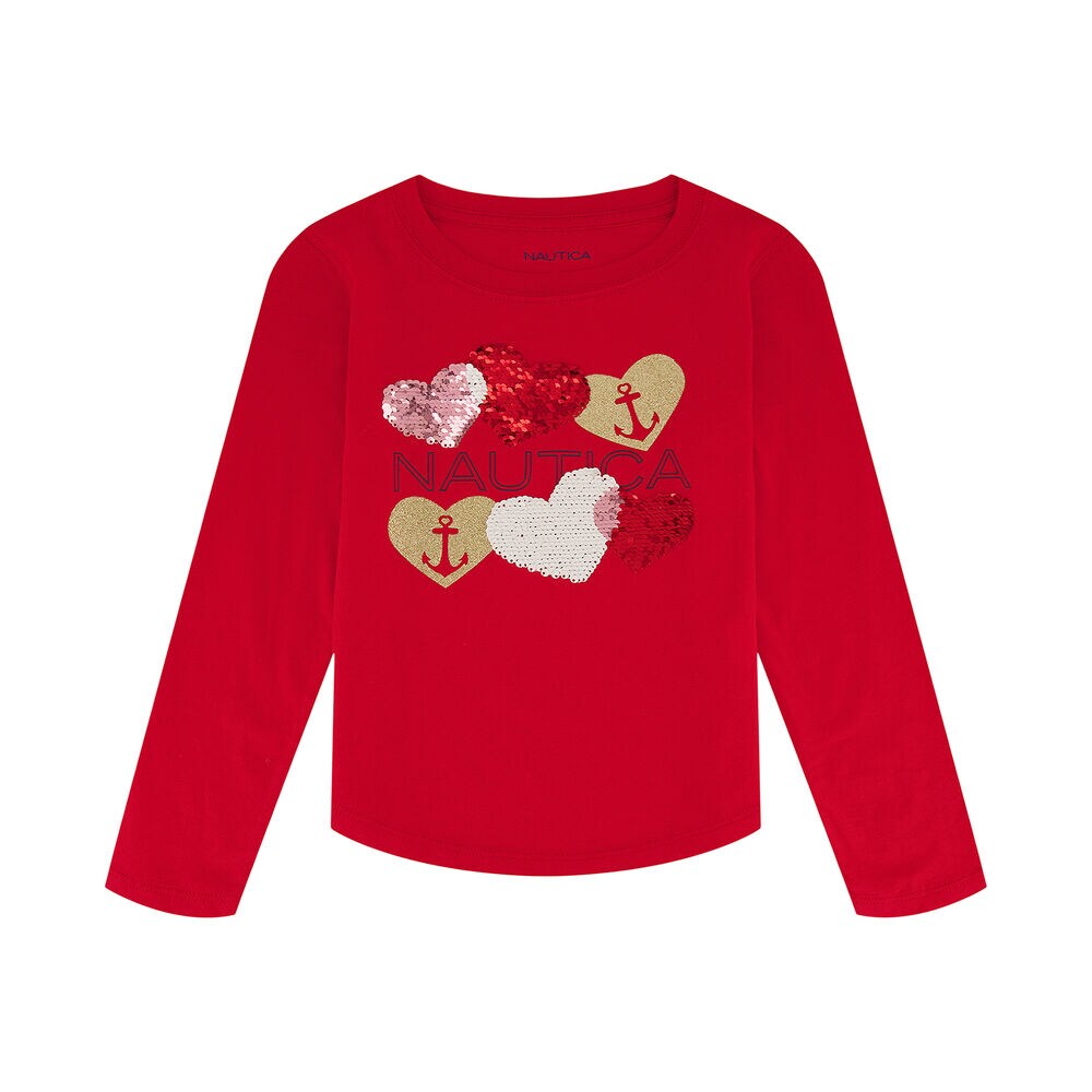 Toddler Girls' Hearts Long-Sleeve T-Shirt (2T-4T),Raspberry,large