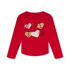 Toddler Girls' Hearts Long-Sleeve T-Shirt (2T-4T),Raspberry,large