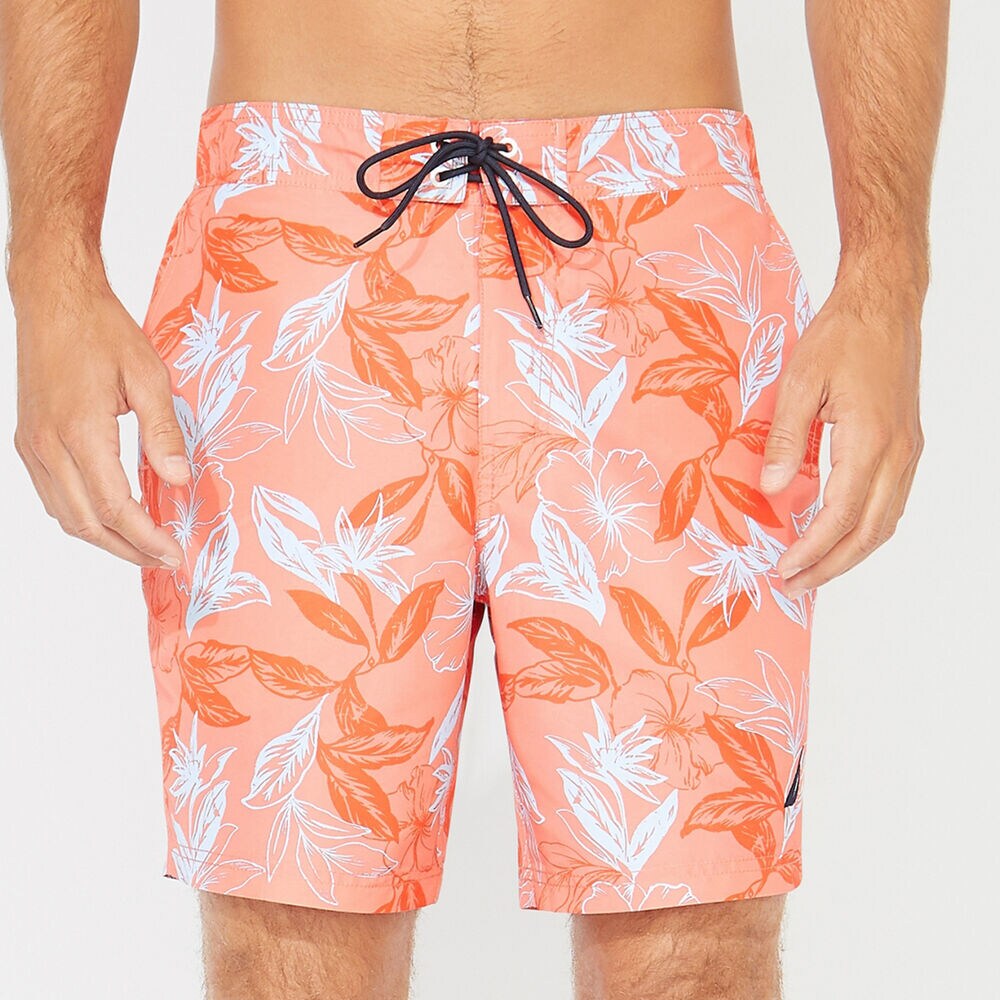 8" FLORAL PRINT QUICK-DRY SWIM,Livng Coral,large