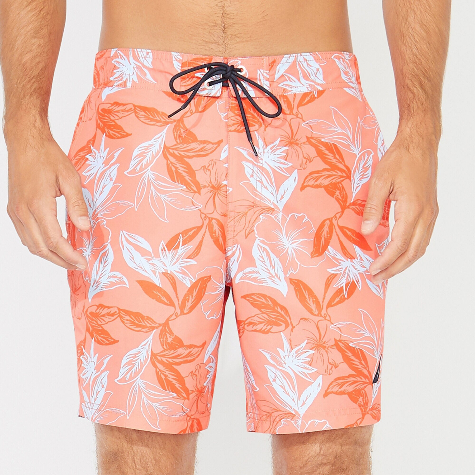8" FLORAL PRINT QUICK-DRY SWIM,Livng Coral,large