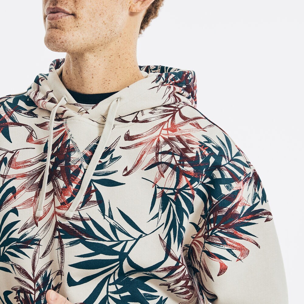 LEAF PRINT PULLOVER HOODIE,Nautica Stone,large