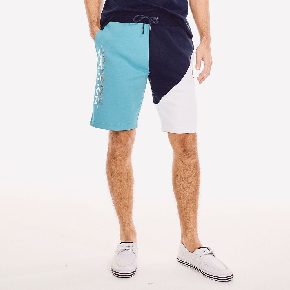 COMPETITION COLORBLOCK LOGO FLEECE SHORT,Navy,large