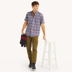 Plaid Short-Sleeve Shirt,Bolt Blue,large