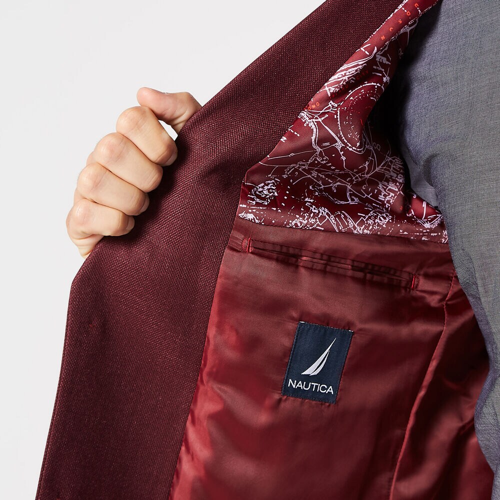 STRETCH STRUCTURED BLAZER IN BURGUNDY,Melonberry,large