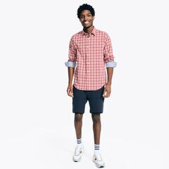 Navtech Trim Fit Plaid Shirt,Flamingo,large