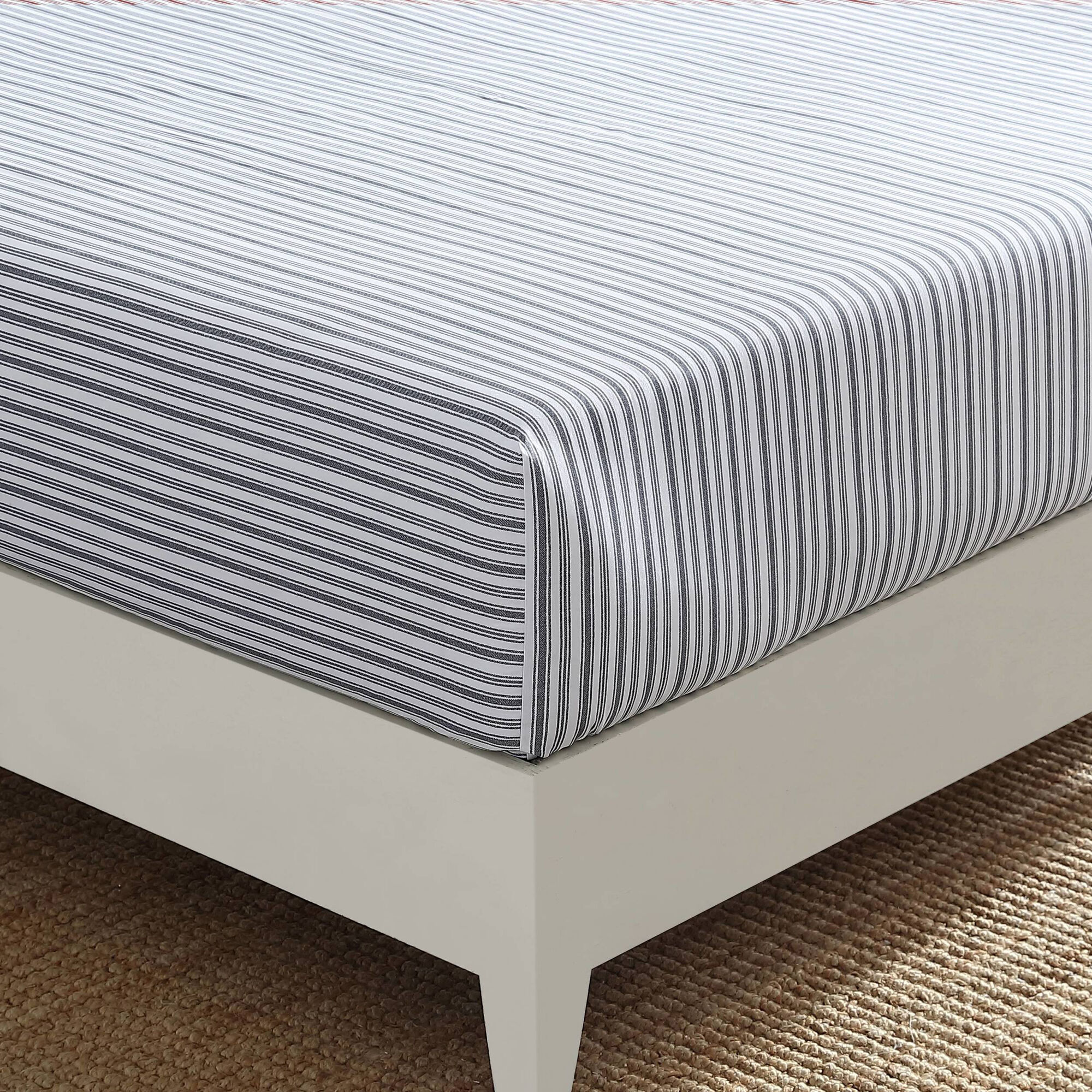 Coleridge Striped Charcoal Grey Queen Fitted Sheet,Grey Heather,large