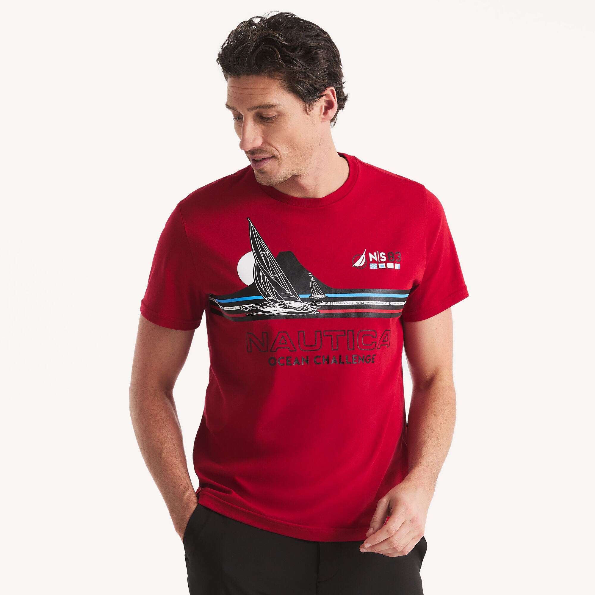 Ocean Challenge Graphic T-Shirt,Nautica Red,large
