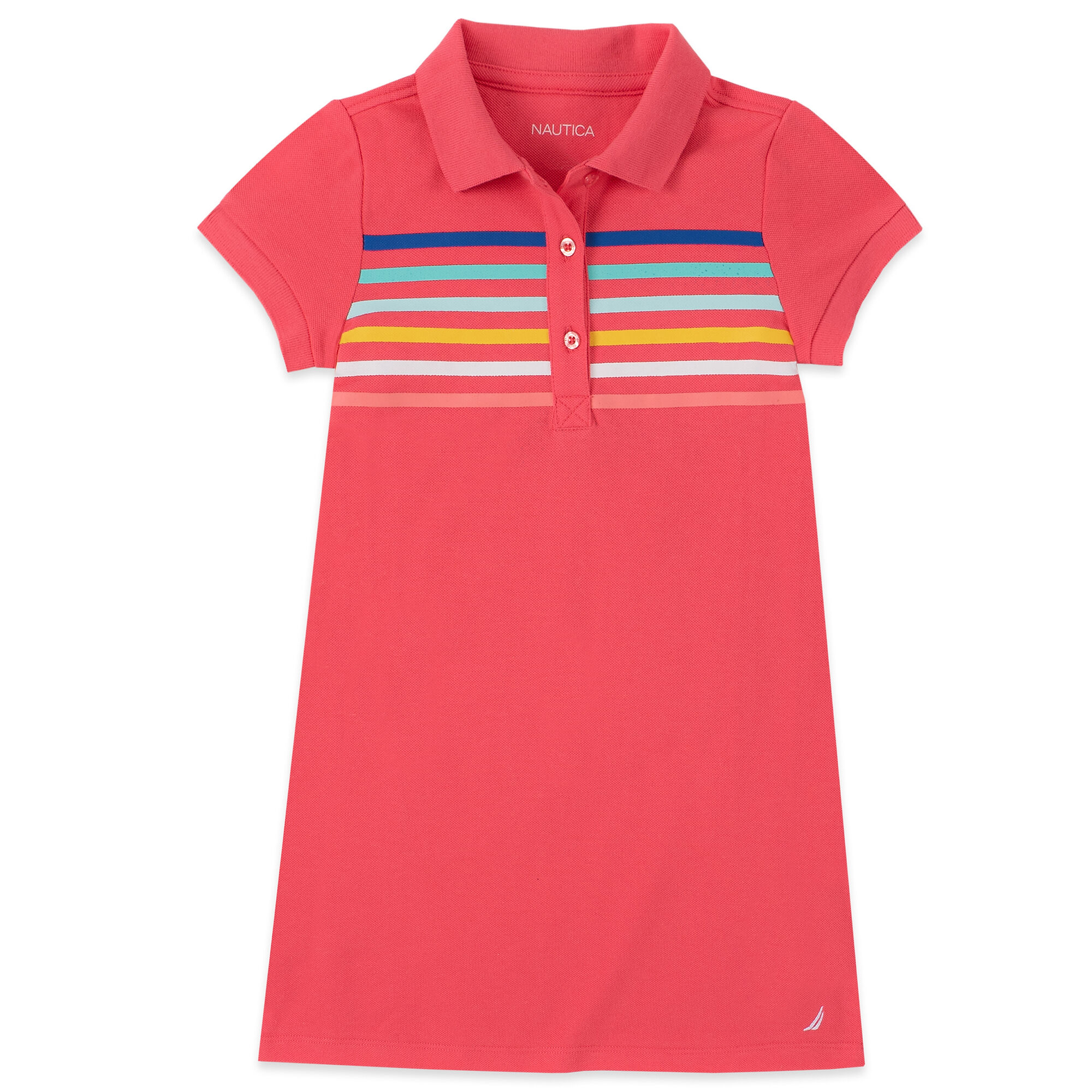 TODDLER GIRLS' MULTICOLOR STRIPED POLO DRESS (2T-4T),Light Pink,large