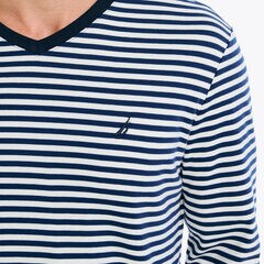 Long-Sleeve Striped Crewneck T-Shirt,Blue Depths,large
