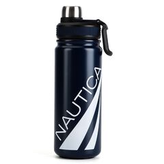 OVERSIZED LOGO DOUBLE-WALLED STAINLESS STEEL WATER BOTTLE,Navy,large
