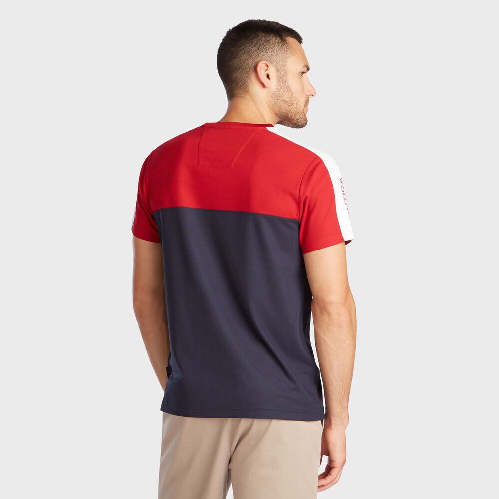 PIECED COLORBLOCK PERFORMANCE T-SHIRT,Nautica Red,large