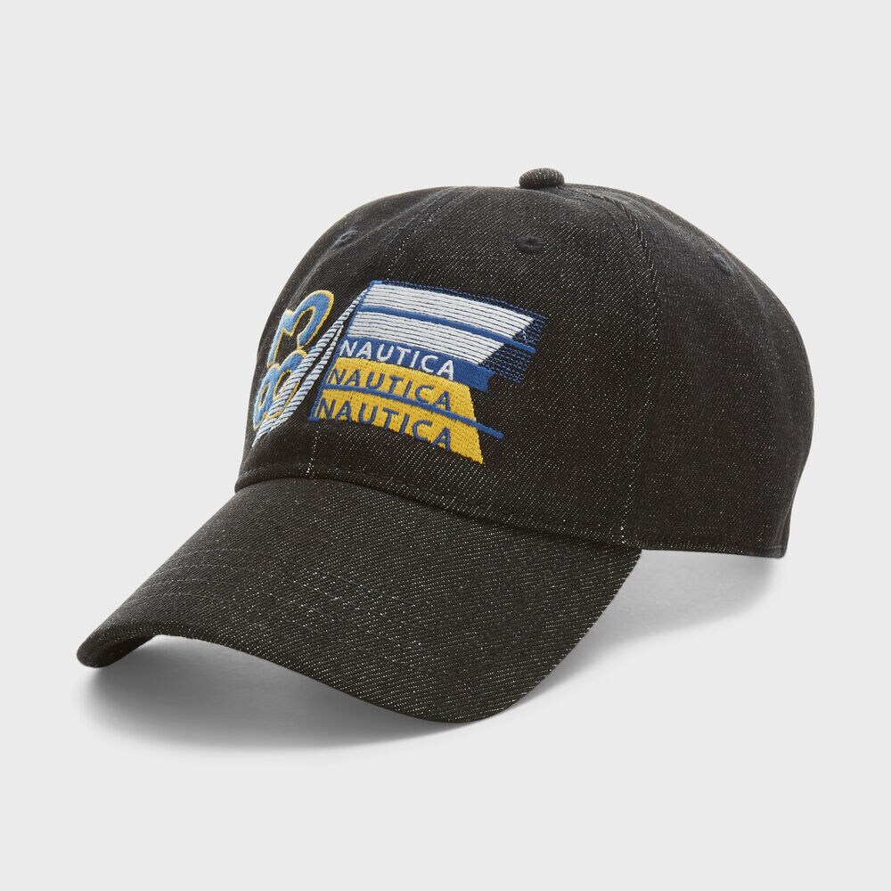 LOGO DENIM CAP,New Black,large