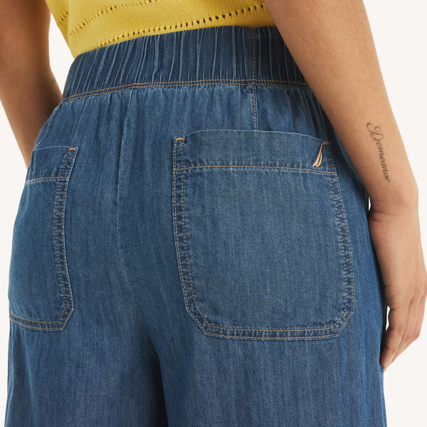Pleated Chambray Ankle Pant