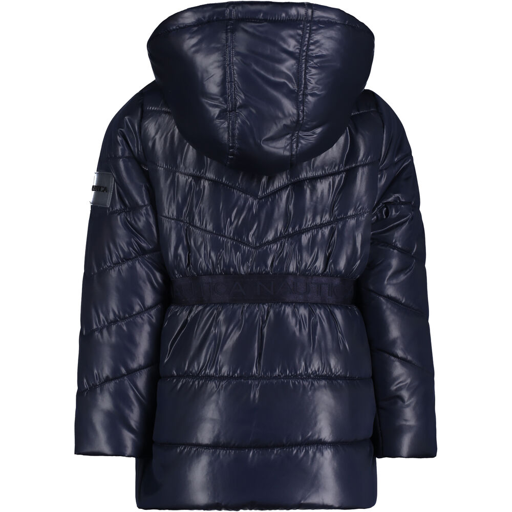 Little Girls' Cinch Waist Puffer Coat (4-6X),Navy,large