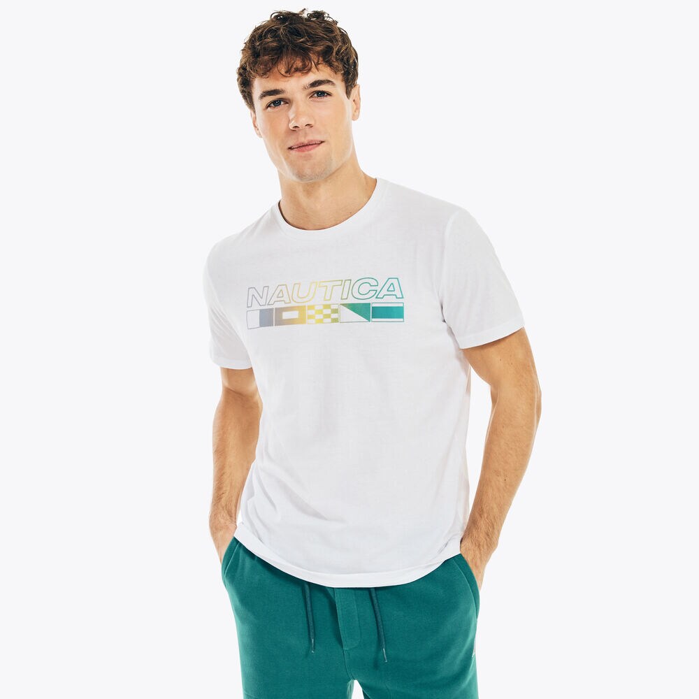 NAUTICA FLAGS GRAPHIC T-SHIRT,Bright White,large