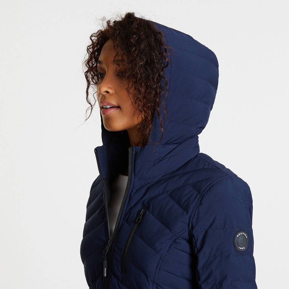 Stretch Jacket with Logo Hood,Stellar Blue Heather,large