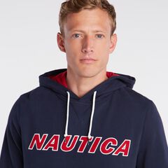 BIG & TALL PULLOVER LOGO HOODIE,Navy,large