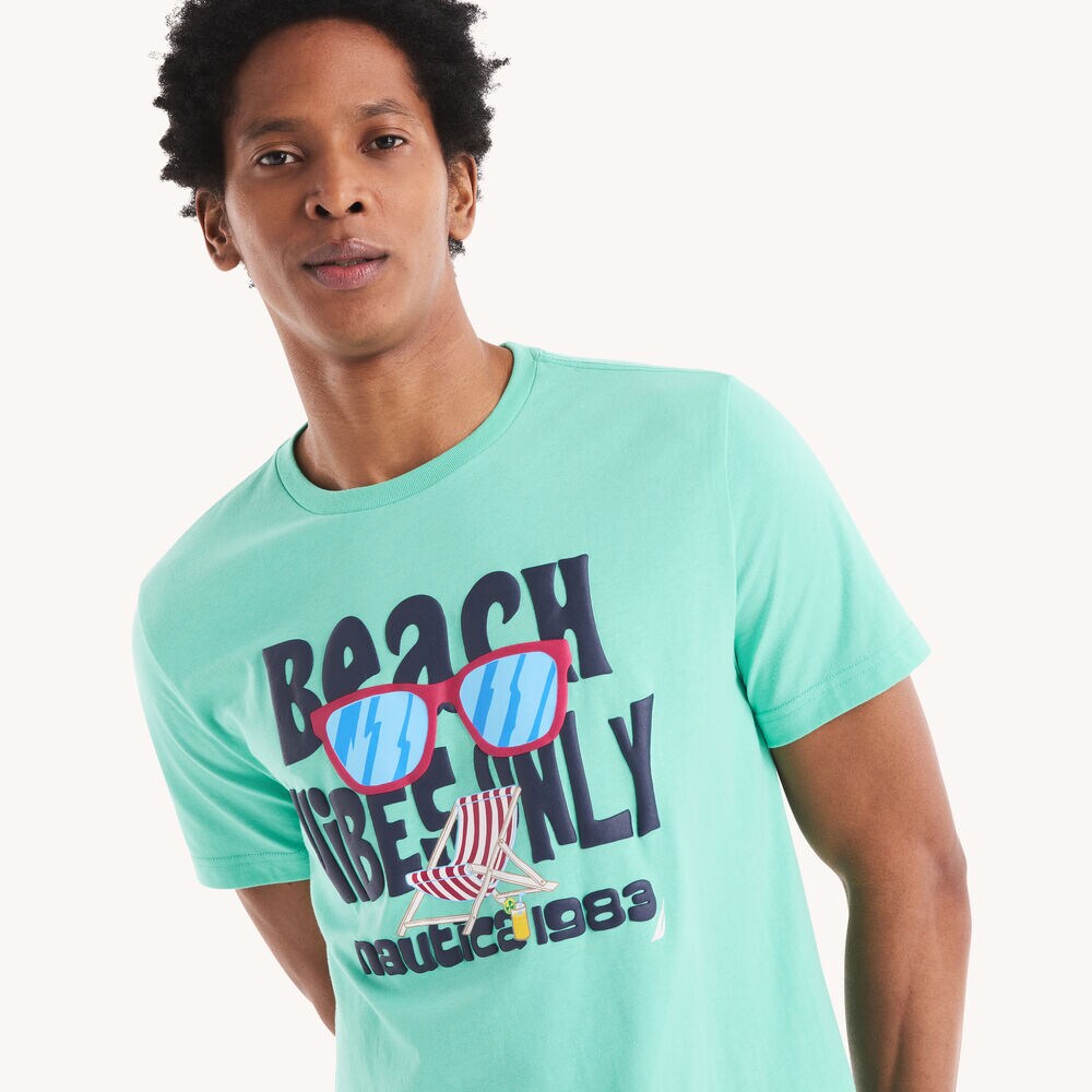 Beach Vibe Graphic T-Shirt,Mint Spring,large