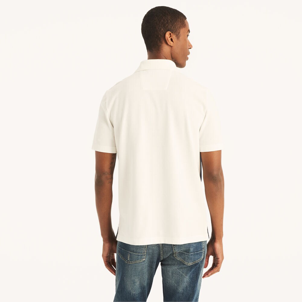 Classic Fit Pieced Polo Shirt,Sail White,large
