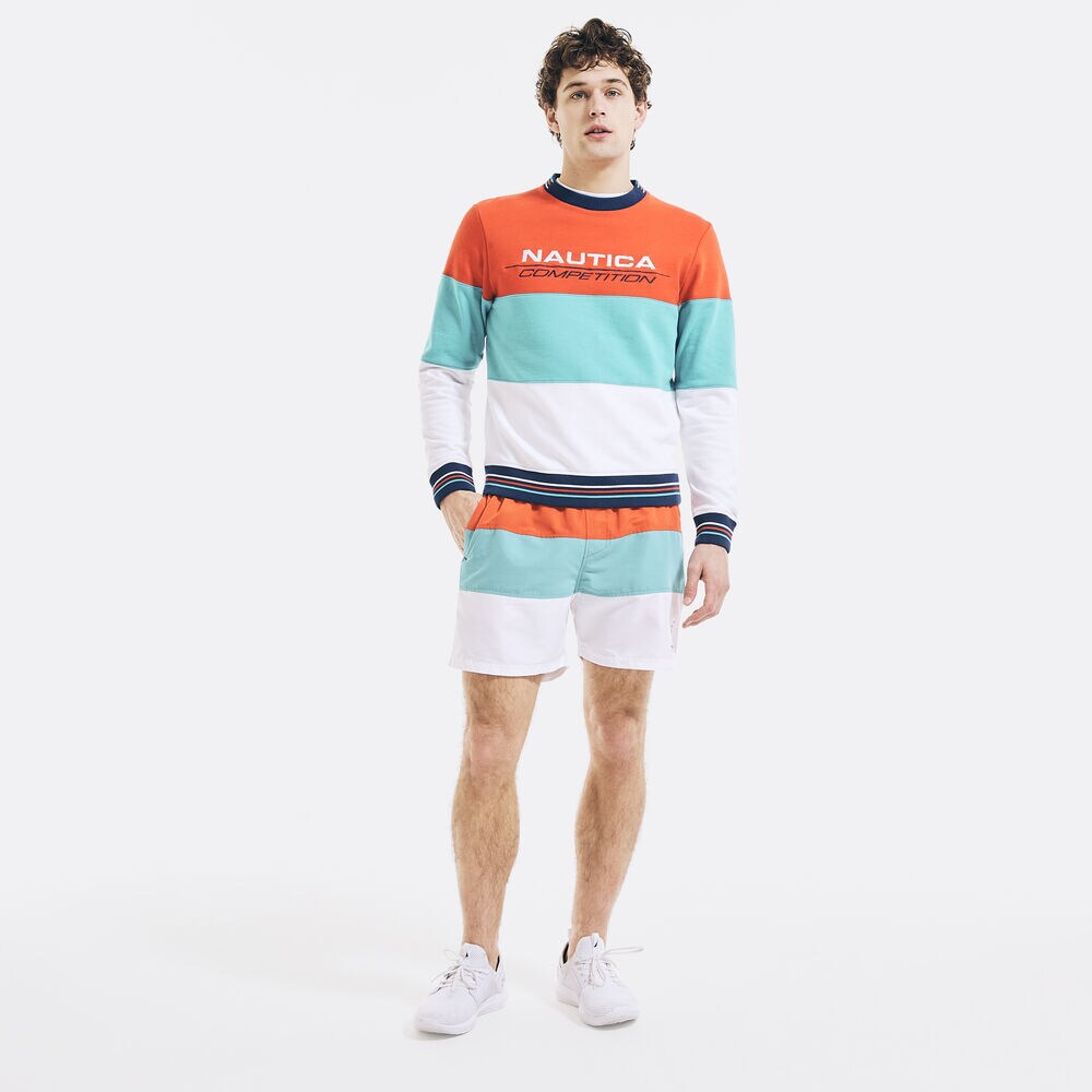 COMPETITION STRIPED SWEATSHIRT,Nautica Red,large