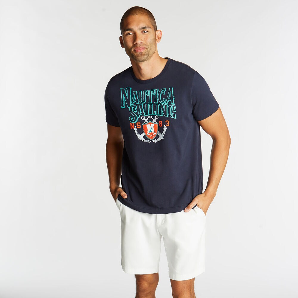 NAUTICA SAILING GRAPHIC T-SHIRT,Navy,large