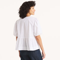 Peplum Bow Top,Bright White,large